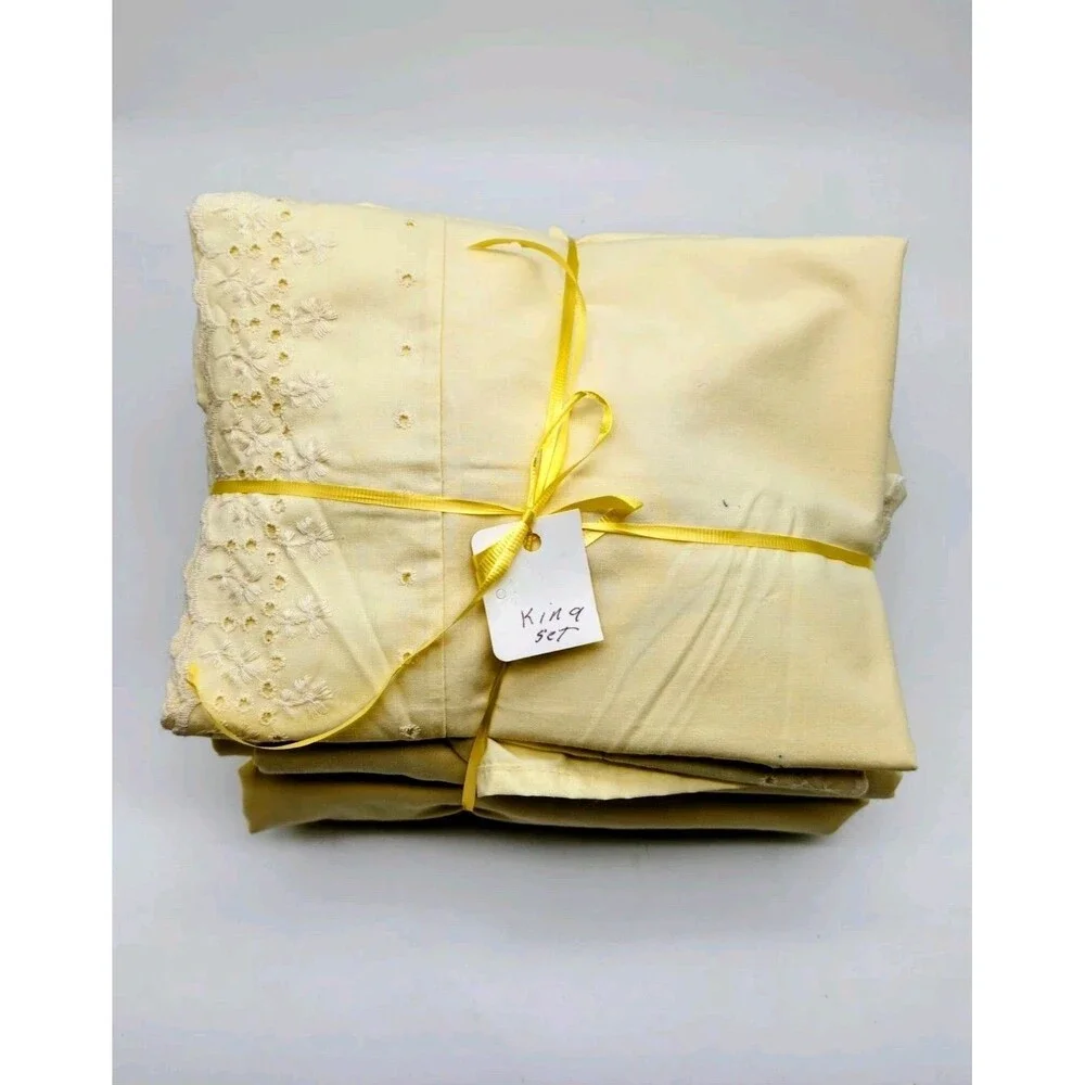 Vintage Springmaid Wondercale King Fitted, Flat Sheet Set 78x80 King Pillowcases - Picture 1 of 5